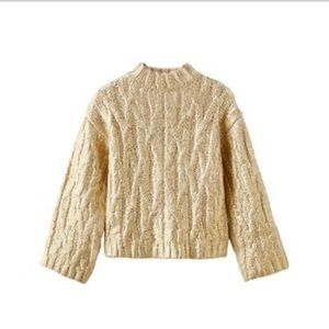 Zara Kids Metallic Cable Knit Sweater